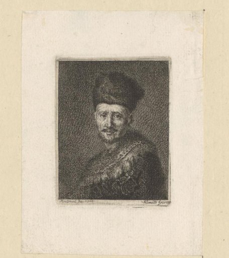 Head of a man with a fur cap