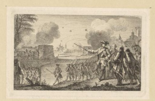 A military commander overlooks the bombardment of a city