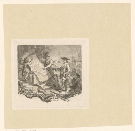 Bellona shows the hero the plan of a besieged city
