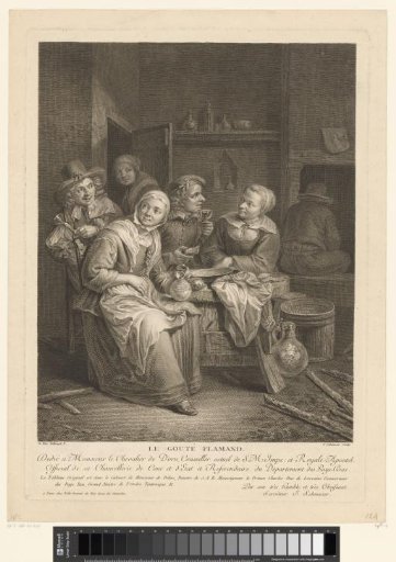 Interior with two couples dining at a table