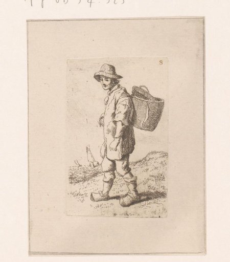 Peasant man with a basket on his back