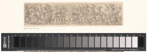 Group of foot soldiers with a rider in front