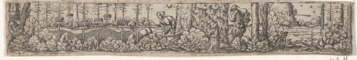 Bird Catchers, a man drinking from a jug on the right