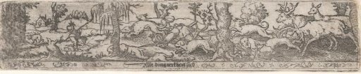 The Inverted World: Two Stags and a Roe Deer Hunt Three Hunters and Nine Dogs