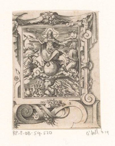 Last Judgment in a scrollwork frame