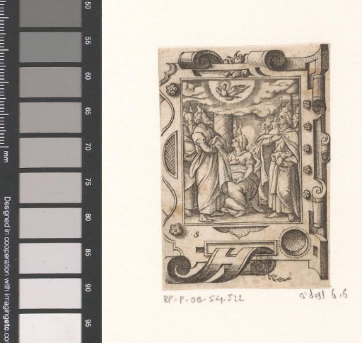 The Outpouring of the Holy Spirit in a scrollwork frame