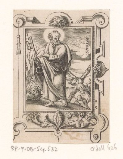 Saint Peter in a strapwork frame