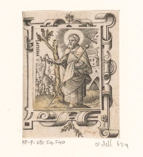 Saint Philip in a strapwork frame