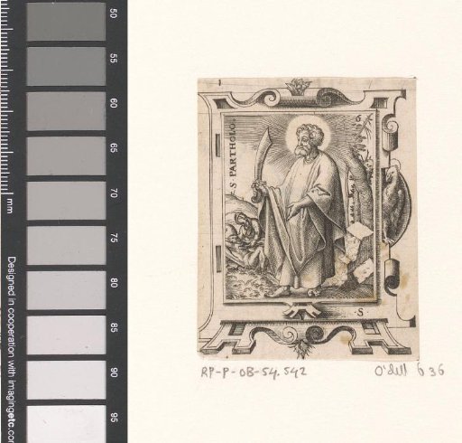 Saint Bartholomew in a strapwork frame