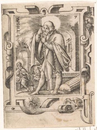 Saint Thomas in a strapwork frame