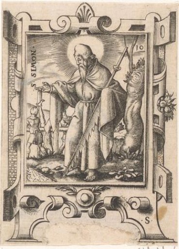 Saint Simon the Zealot in a scrollwork frame