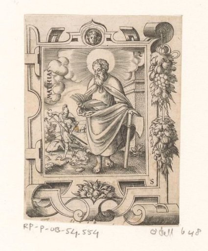 Saint Matthias in a scrollwork frame