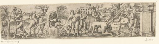 Bacchanal with brawling satyrs