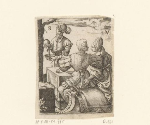 Woman and two men drinking