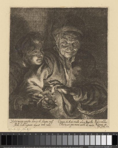 Boy and old woman with candles