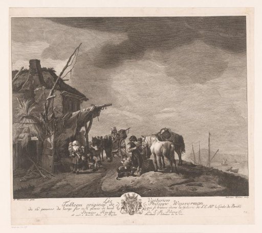 Company in front of an inn