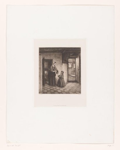 A Woman with a Child in a Cellar