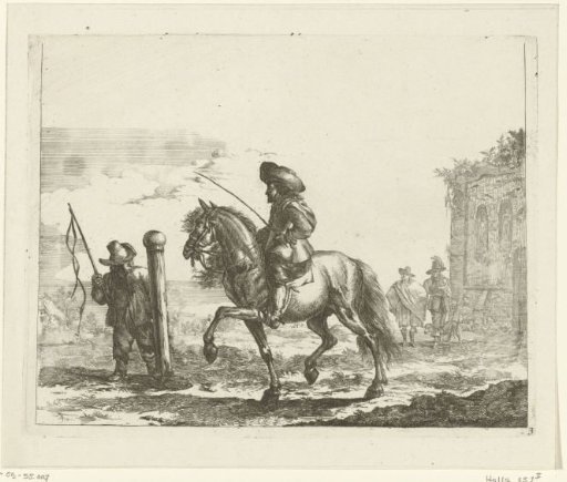 Rider with a Servant on the Left and a Ruin on the Right
