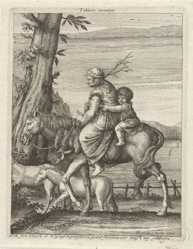 Woman and child on horseback