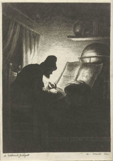 Man Writing by Candlelight