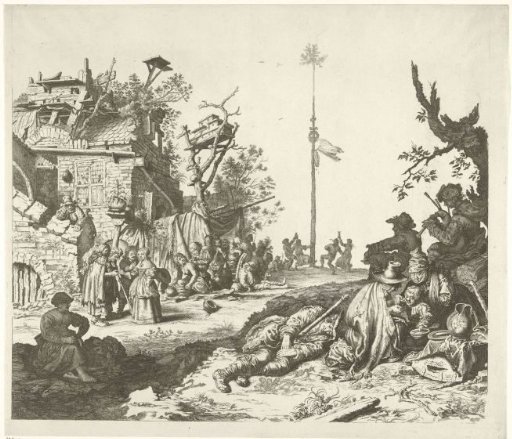 Resting Gypsy Family in Front of a Ruined Inn