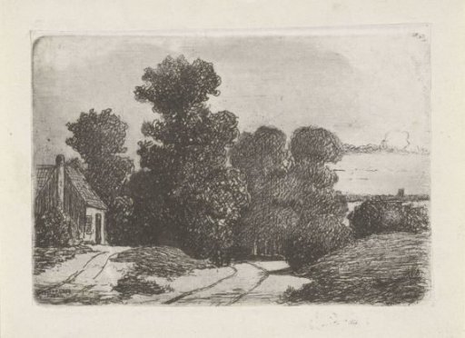 Landscape with a farm on the left