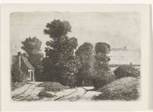 Landscape with a farm on the left