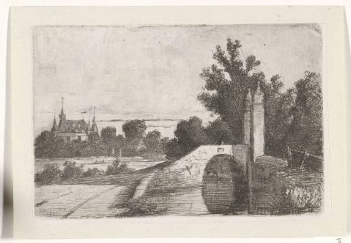 Landscape with a stone bridge and castle