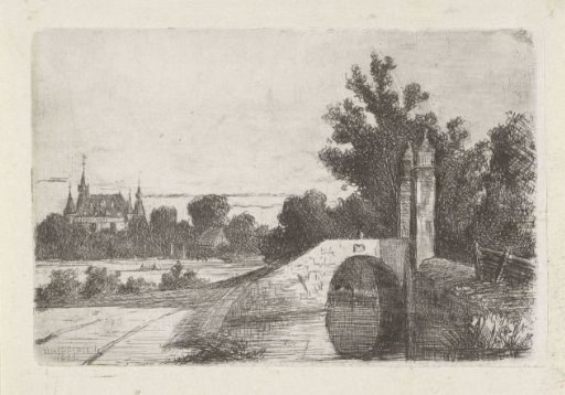 Landscape with a stone bridge and castle