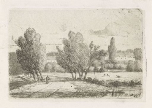 Landscape with a figure on a road