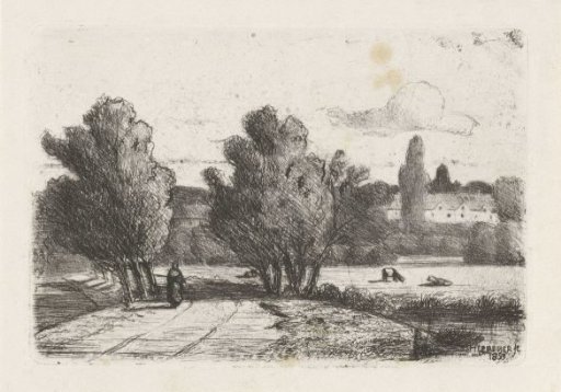 Landscape with a figure on a road