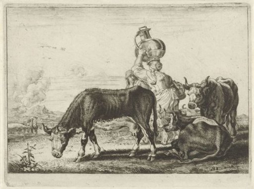 Cows and two milkmaids