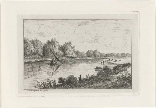 Sailing boat on a river