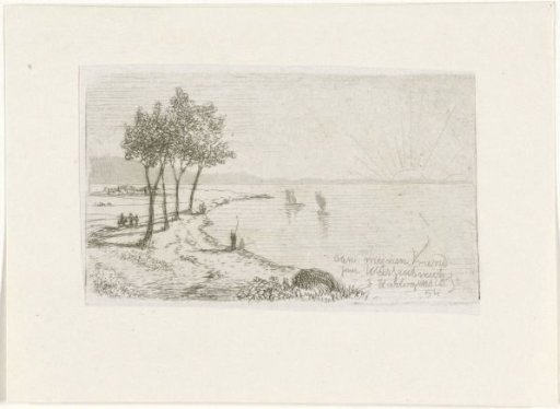 River landscape with rising sun
