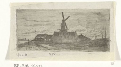 Group with mill on a river
