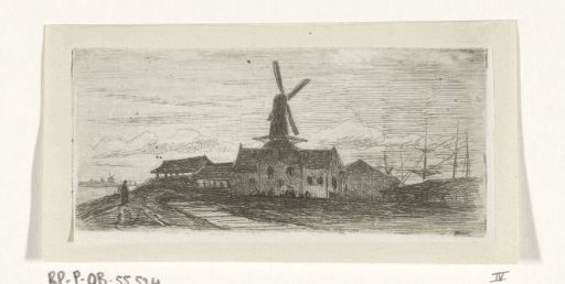 Group with mill on a river