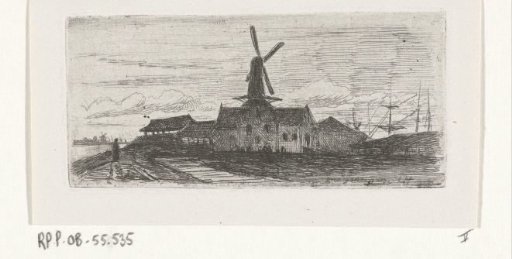 Group with mill on a river