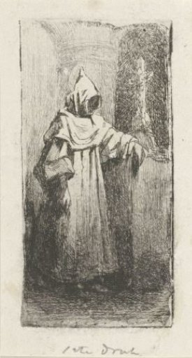 Monk by a crucifix