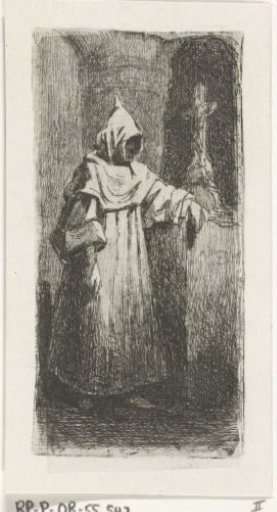 Monk by a crucifix