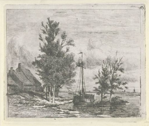 River Landscape with a Sailing Ship and a Farm