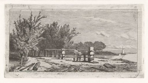 Man and Boy along the Bank of a River