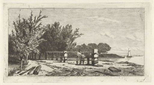 Man and Boy along the Bank of a River