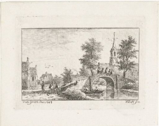 Village view with a small stone bridge