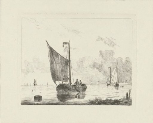 Fishing boat with two fishermen