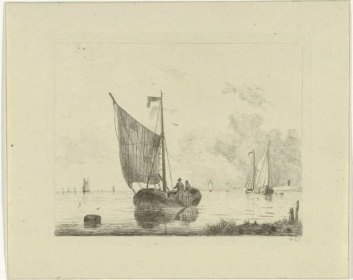 Fishing boat with two fishermen