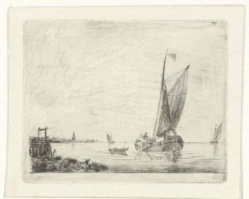 Sailing ship on inland water
