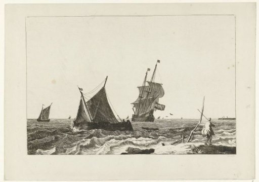 Seascape with sailing ships