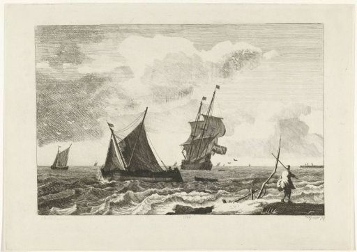 Seascape with sailing ships