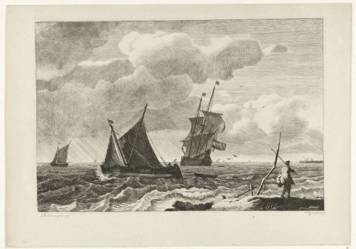 Seascape with sailing ships