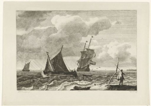 Seascape with sailing ships
